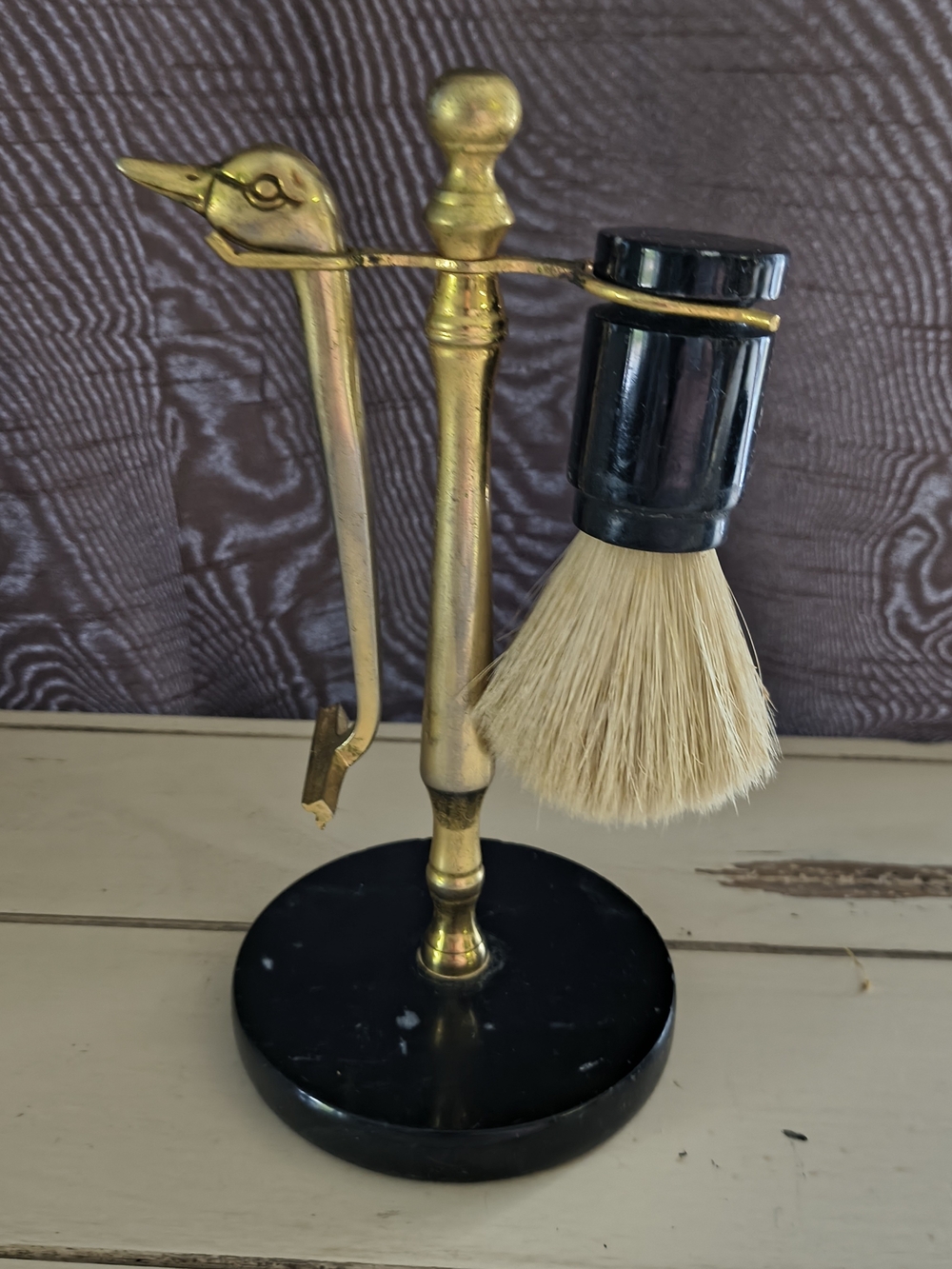 Black & Gold Shaving Brush with Stand - Classic Men’s Grooming Set
